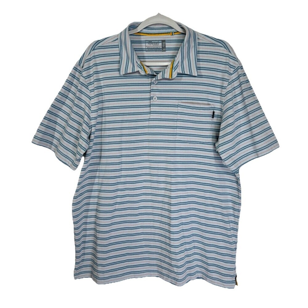Marsh Wear Pensacola Polo Shirt Mens XL Blue Gray Stripe Short Sleeve Golf